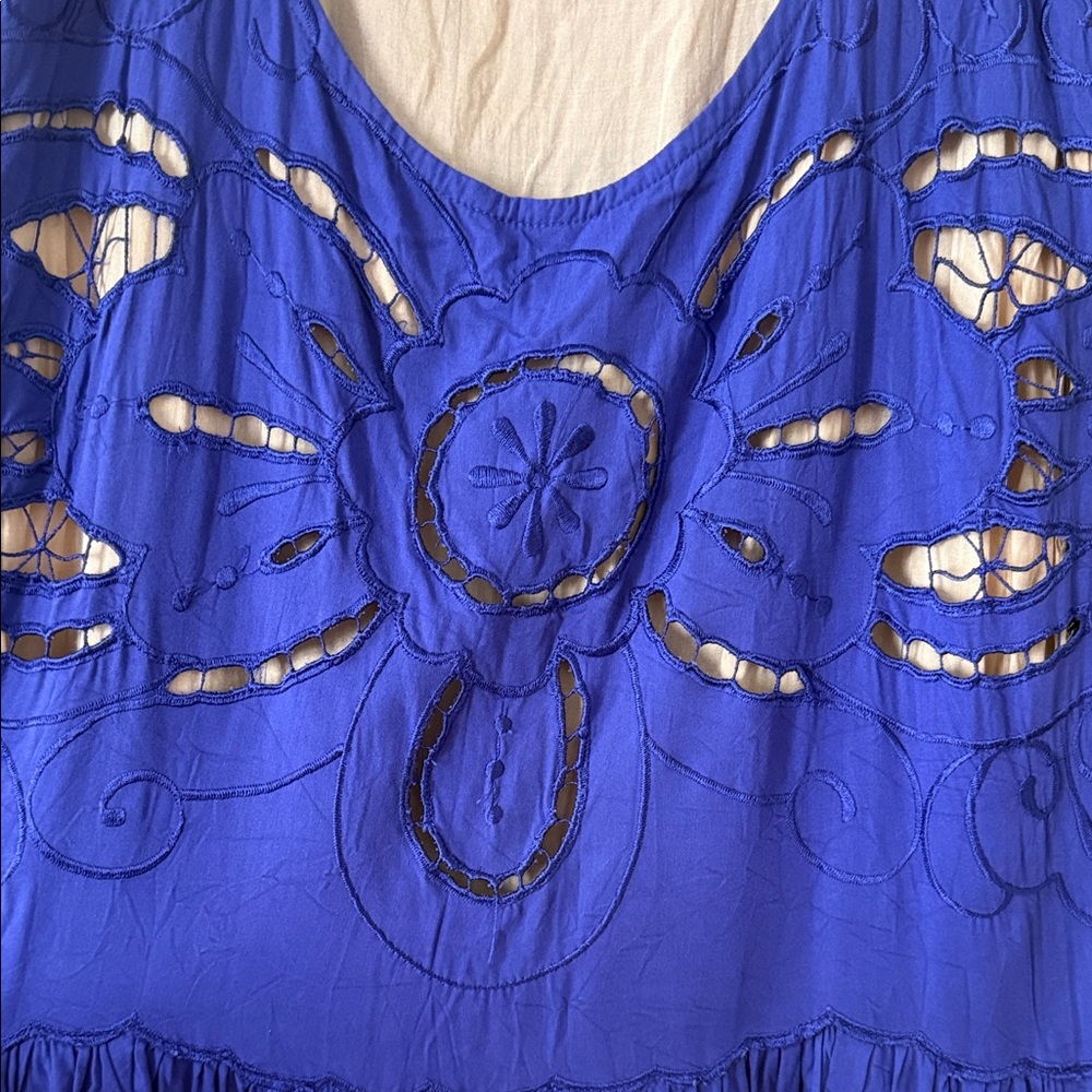 Free People purple/Royal Blue Sleeveless Cutout Embroidered Dress - Picture 5 of 8